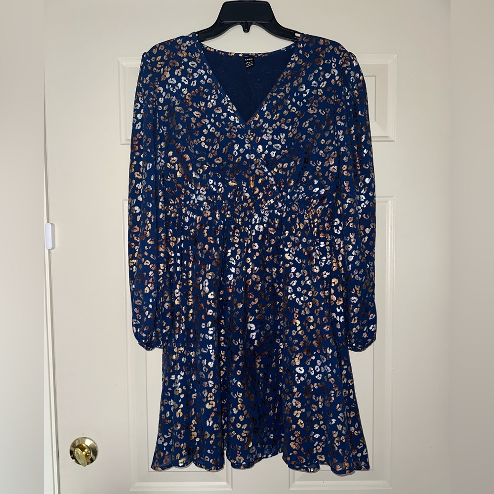 Blue leopard print dress